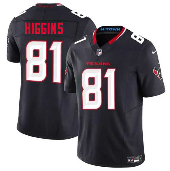 Men & Women & Youth Houston Texans #81 Jayden Higgins Navy 2025 Draft Vapor F.U.S.E. Limited Stitched Jersey